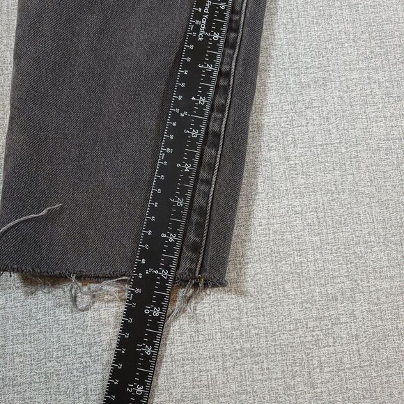 Forever 21 Premium Jeans Womens 26 Raw Hem Midrise Straight Leg Black - Picture 8 of 13